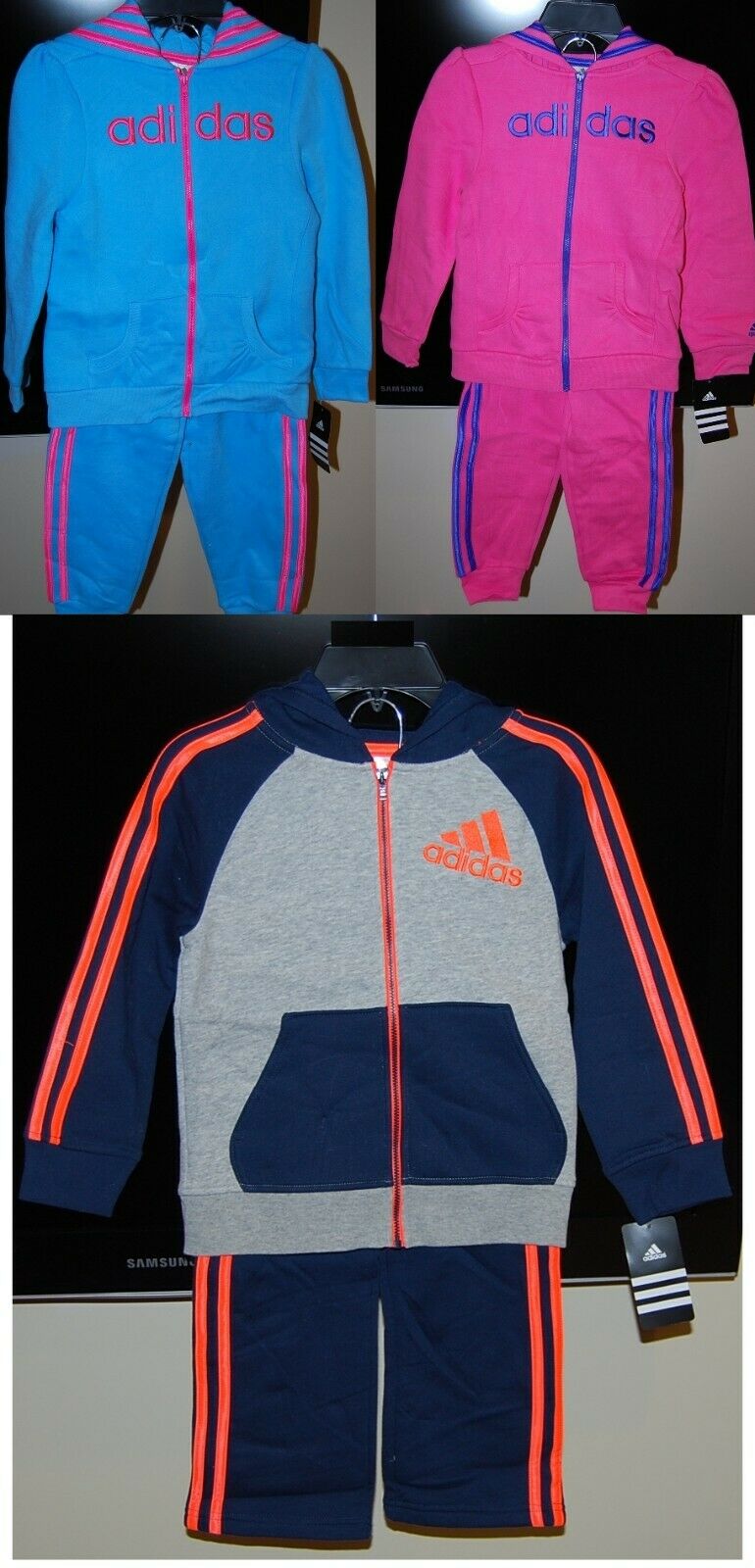 Authentic Adidas Children Hooded 2 Piece Active Wear Sets Boys And Girls $54 Tag